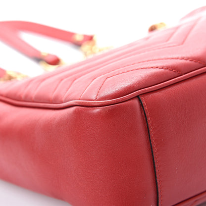 Gucci Calfskin Matelasse Medium GG Marmont Open Top Shoulder Bag Hibiscus Red 11 of 16