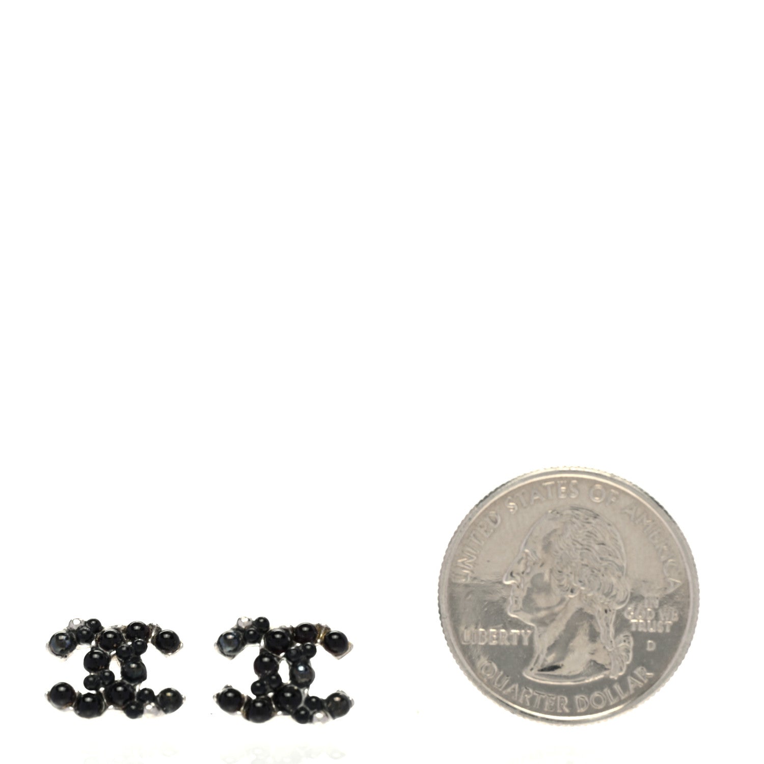Chanel Ruthenium Studded Pearl CC Earrings Black 2 of 4