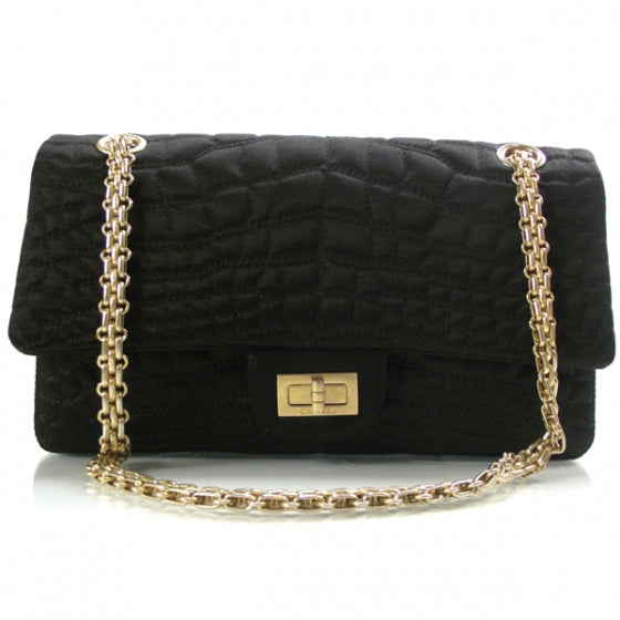 Chanel Satin Croc 2.55 Reissue Flap Black 1 of 10