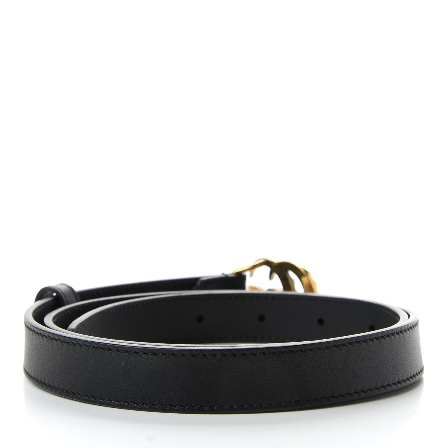 Gucci Moon Calfskin Pearl Double G 20mm Belt 80 32 Black Cream 2 of 5