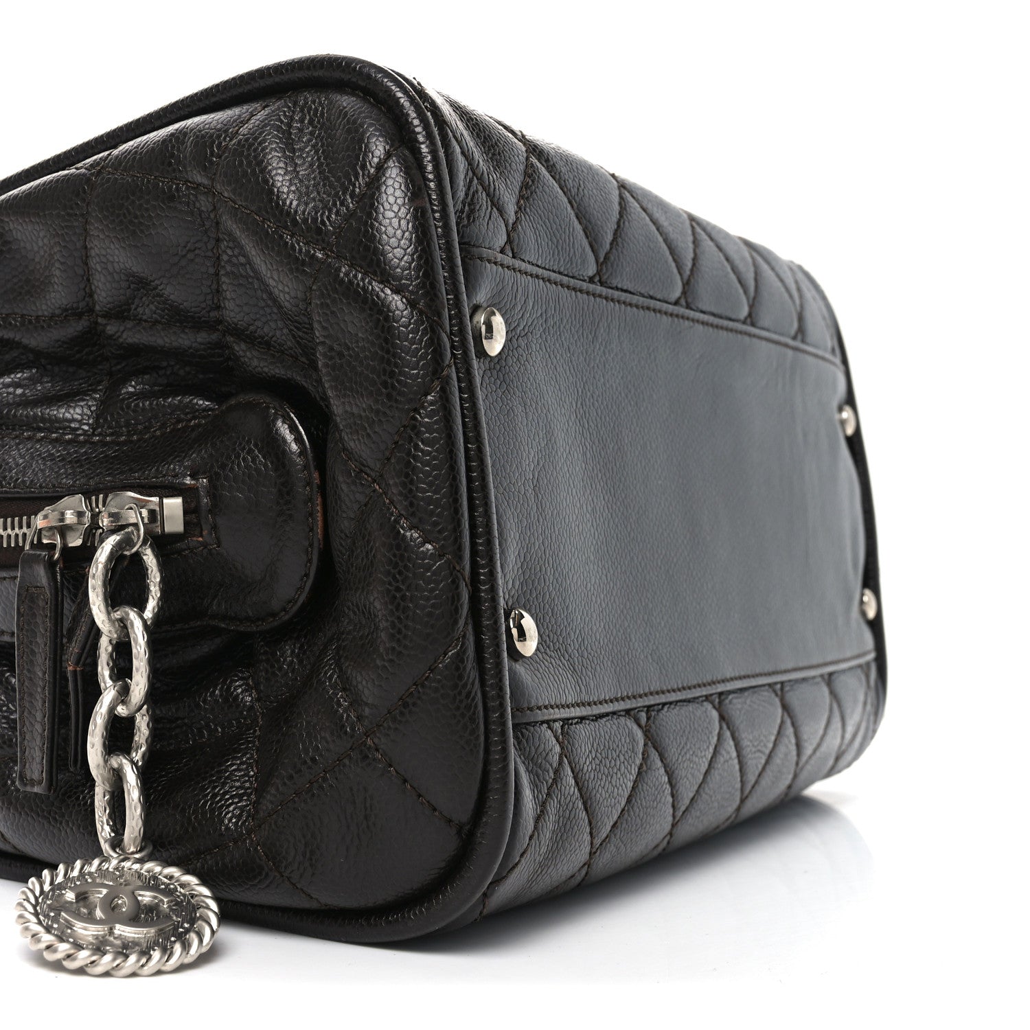 Chanel Caviar Quilted CC Timeless Bowler Dark Brown 9 of 10