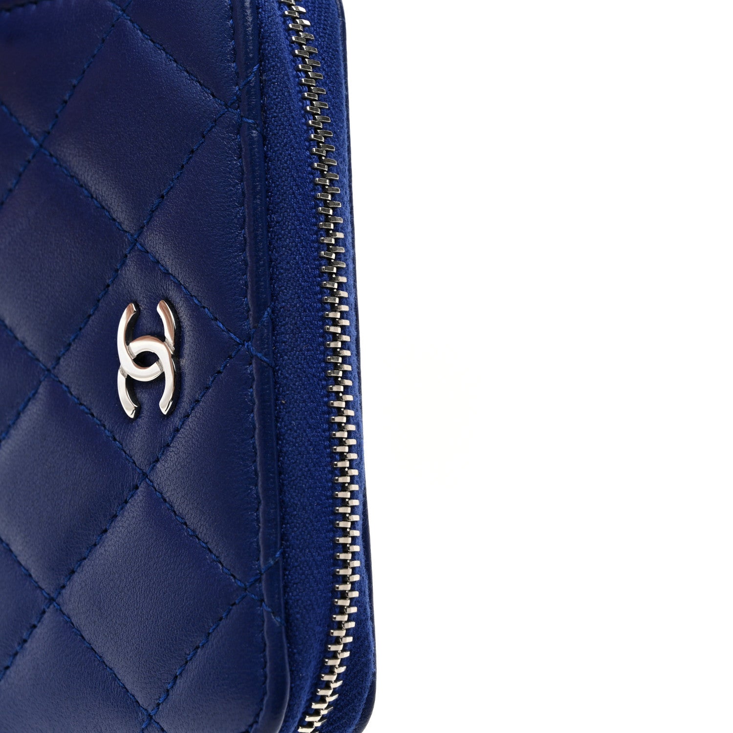 Chanel Lambskin Quilted Zip Around Coin Purse Wallet Blue 8 of 8