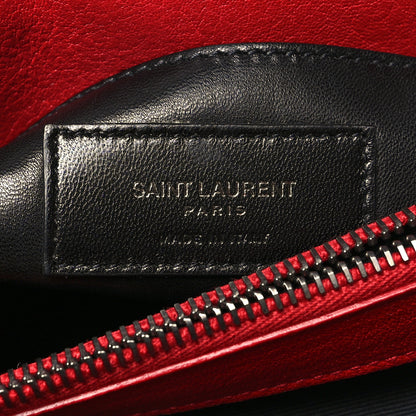 Saint Laurent Sheepskin Matelasse Chevron Large College Monogram Satchel Rouge Eros 6 of 10