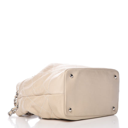 Chanel Lambskin Contrast Stitch Small Drawstring Tote Ivory 4 of 9