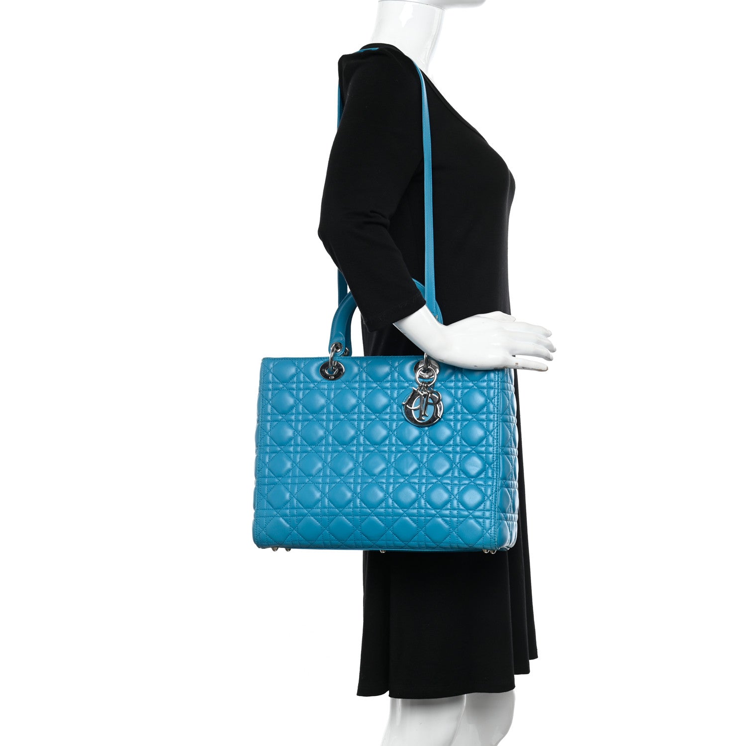 Christian Dior Lambskin Cannage Large Lady Dior Turquoise 2 of 21