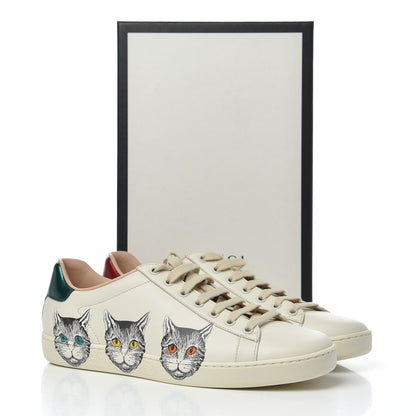 Gucci Calfskin Mystic Cat Print Womens Ace Sneakers 40 White 9 of 9