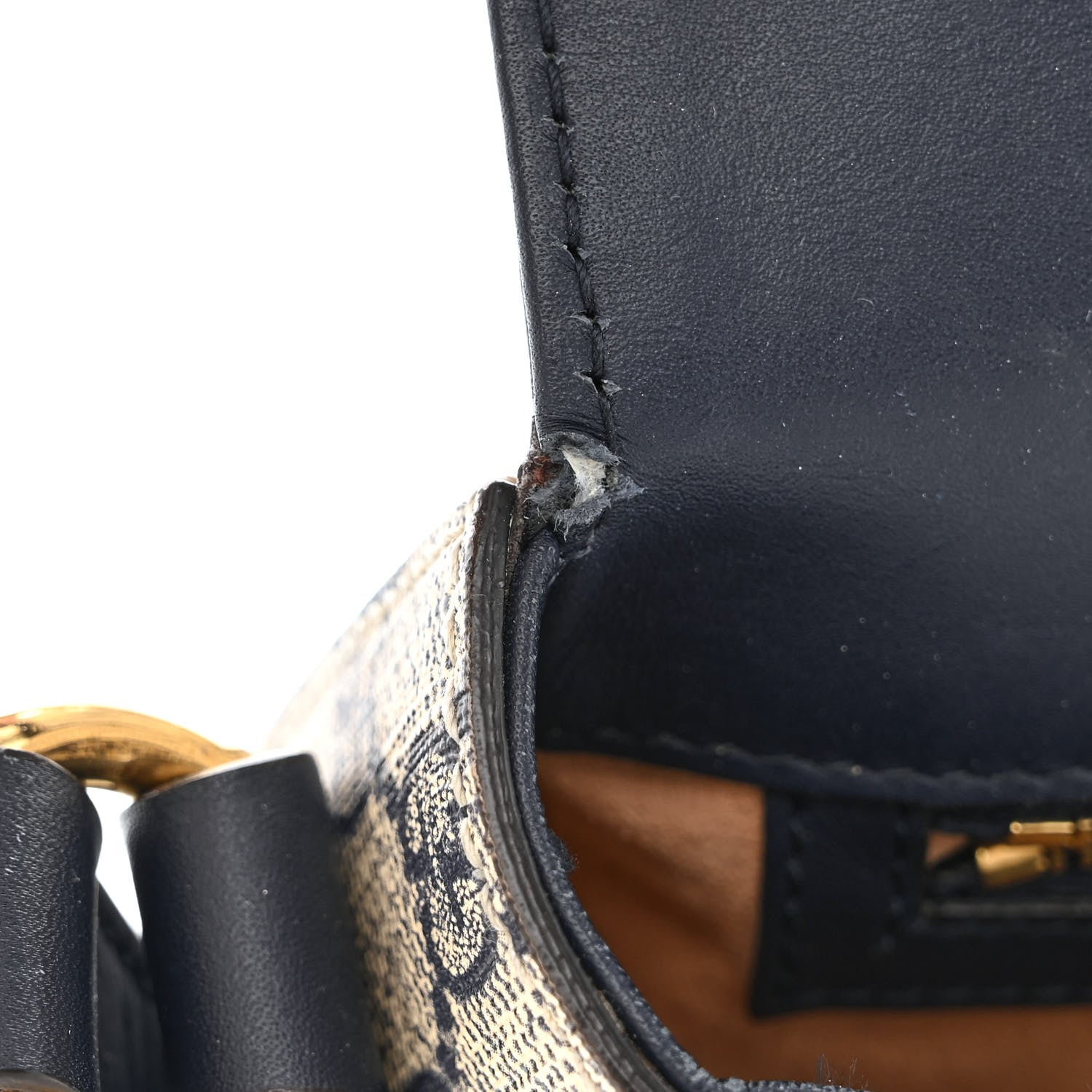 Gucci GG Supreme Monogram Small Messenger Shoulder Bag Beige Blue Navy 16 of 17