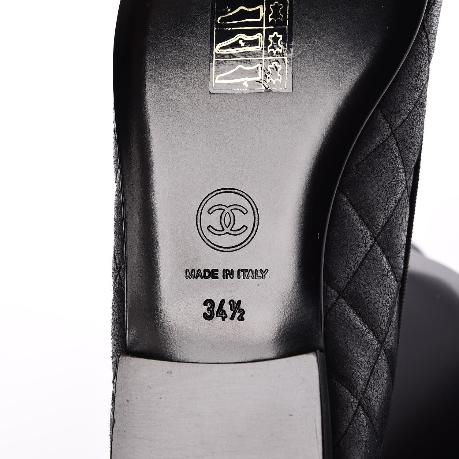 Chanel Iridescent Calfskin Quilted CC Cap Toe Ballerina Flats 34.5 Black 6 of 9