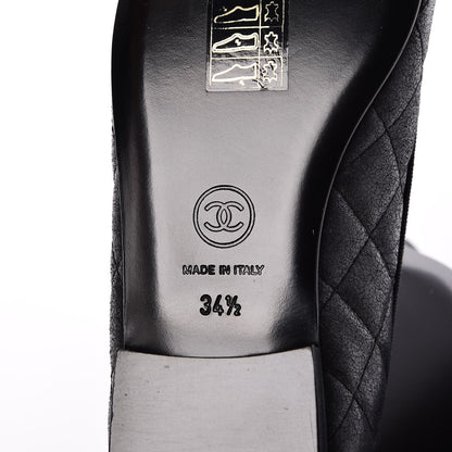Chanel Iridescent Calfskin Quilted CC Cap Toe Ballerina Flats 34.5 Black 6 of 9