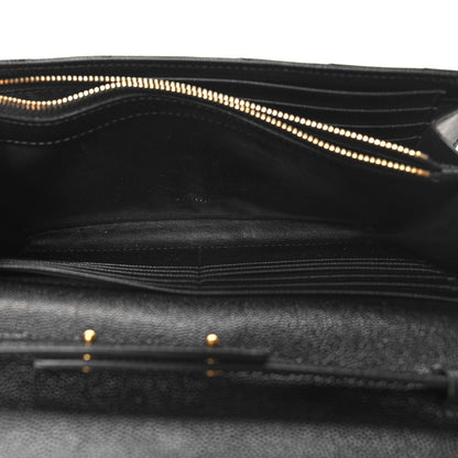Saint Laurent Grain De Poudre Matelasse Chevron Monogram Chain Wallet Black 6 of 12