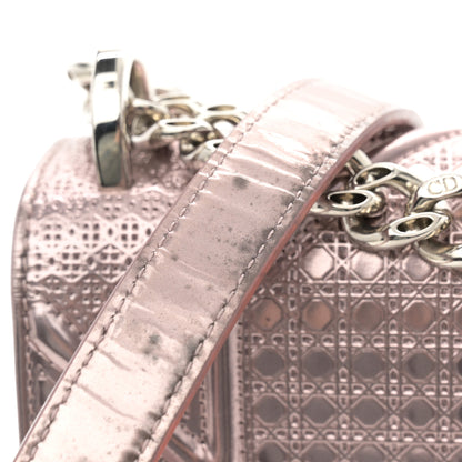 Christian Dior Metallic Patent Micro-Cannage Medium Diorama Flap Bag Pink 14 of 16