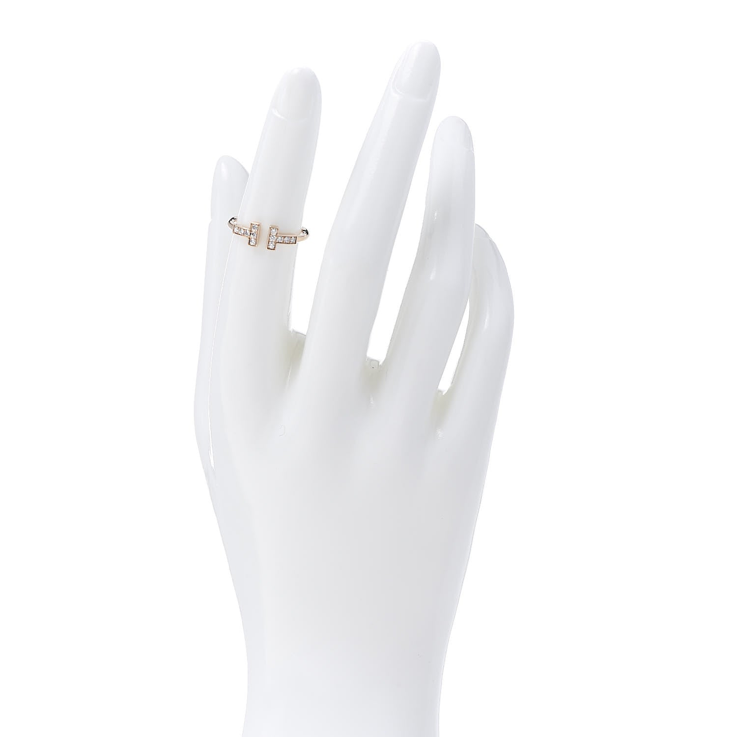 Tiffany 18K Rose Gold Diamond T Wire Ring 49 5 2 of 6