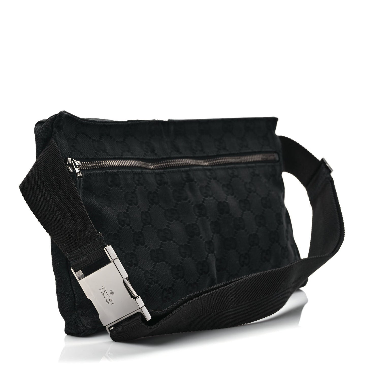 GG Monogram Double Pocket Belt Bag Black
