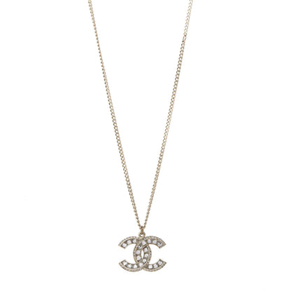 Chanel Crystal CC Pendant Necklace Gold 1 of 5