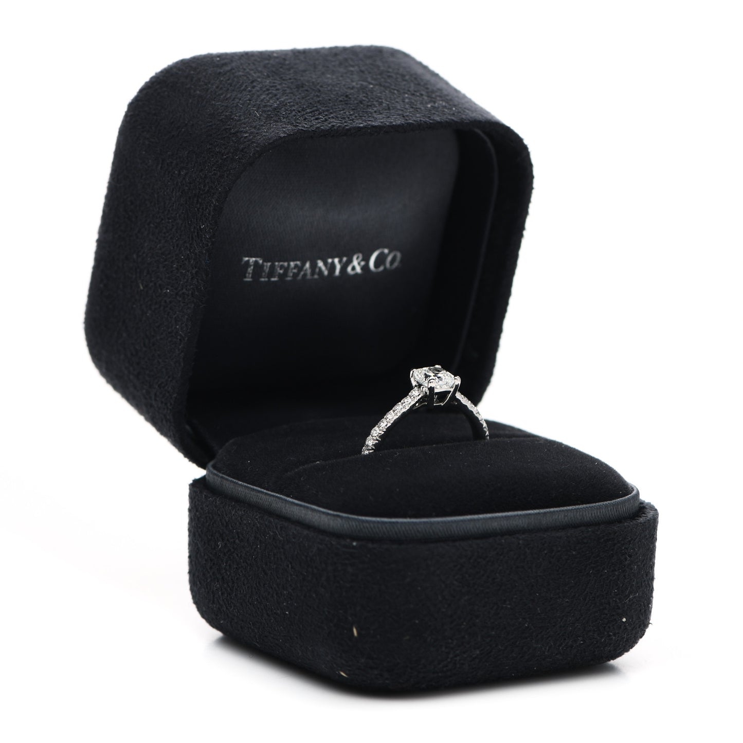 Platinum Diamond .57ct Novo Cushion Cut Engagement Ring 50 5.25