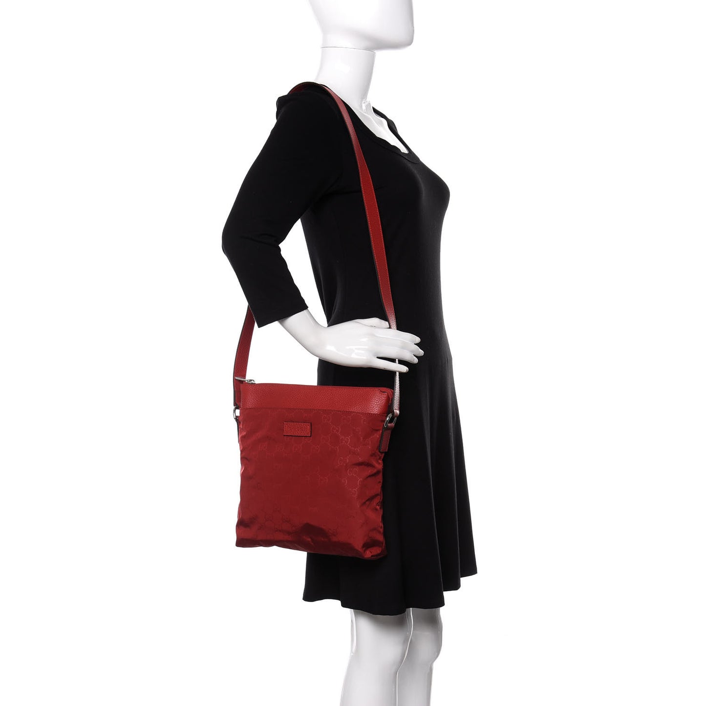 Nylon Monogram Dollar Calfskin Flat Messenger Bag Vibrant Red