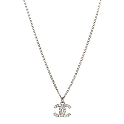 Chanel Crystal Timeless CC Necklace Silver 1 of 5