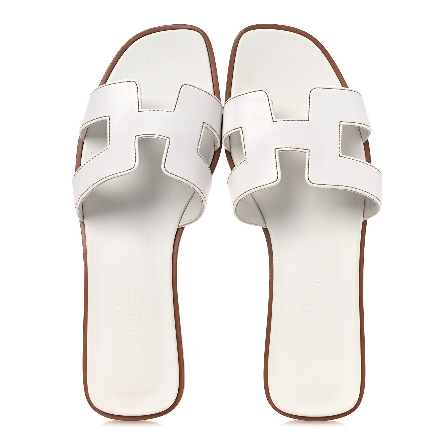 Hermes Box Calfskin Oran Sandals 38 White 2 of 11