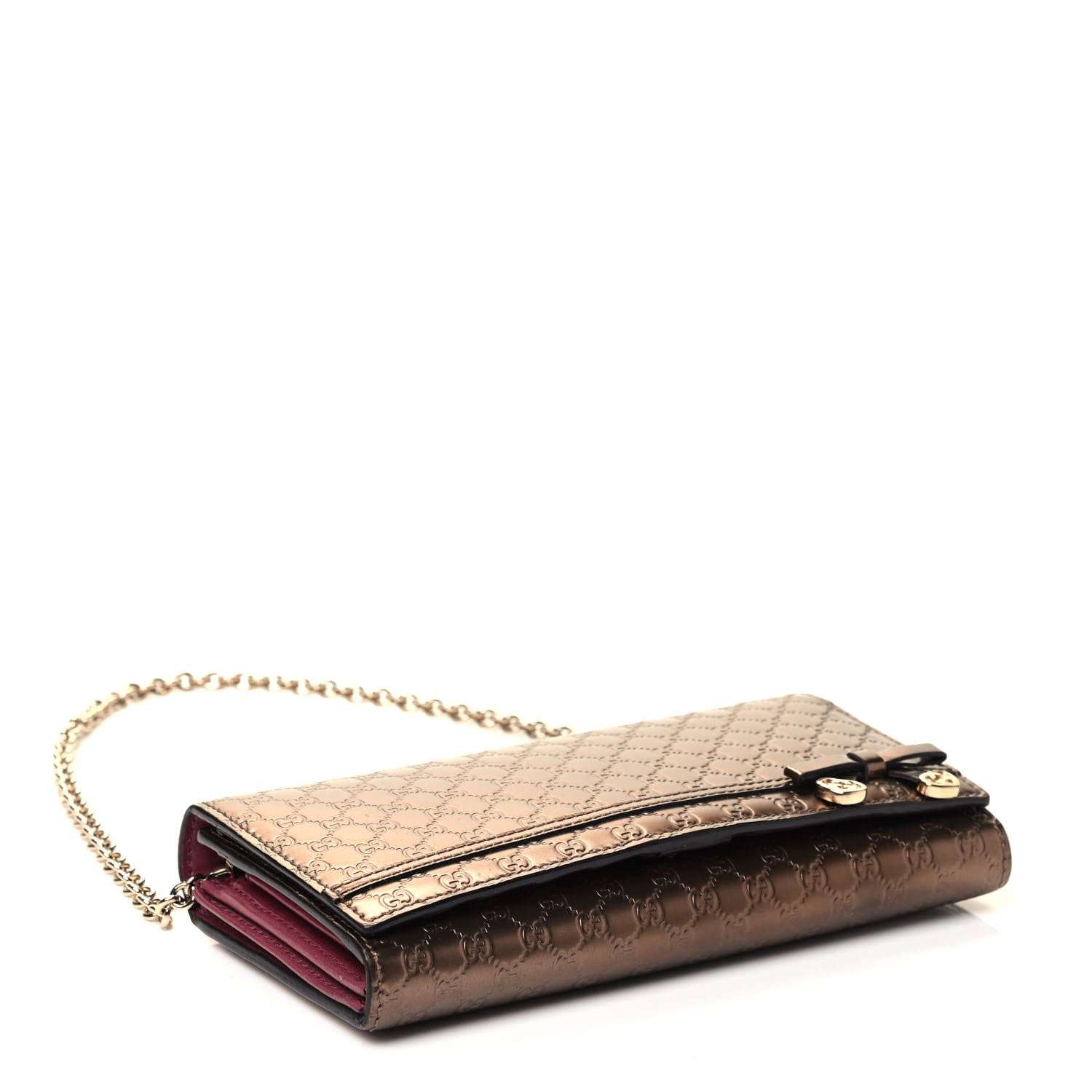 Gucci Metallic Microguccissima Signature Chain Wallet Bronze 5 of 8
