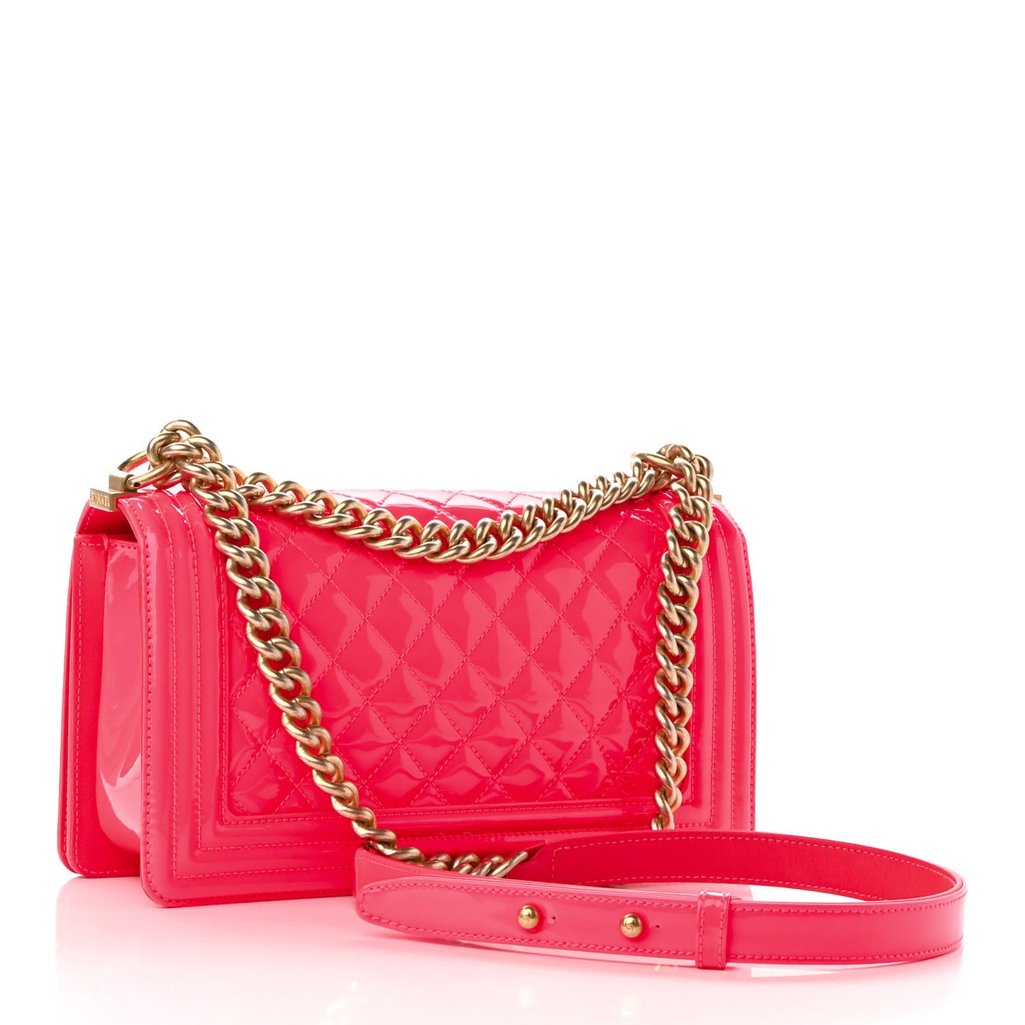 Patent Quilted Medium Boy Flap Pink