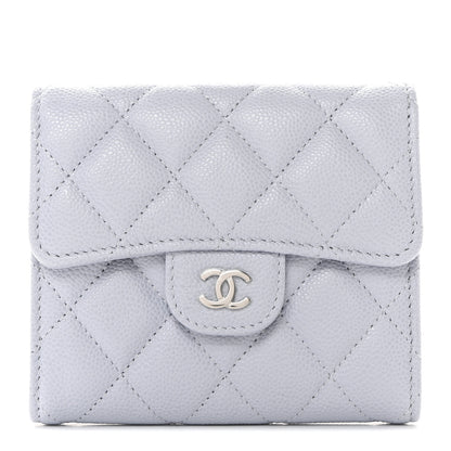 Chanel Caviar Quilted Compact Flap Wallet Light Grey 1 of 9