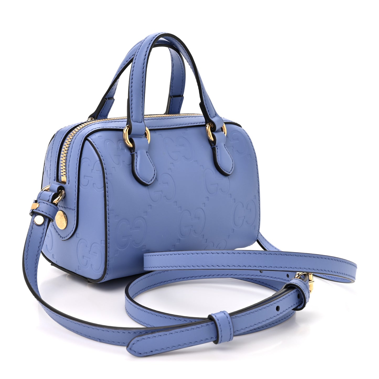 Gilbert Calfskin Jumbo GG Embossed Super Mini Top Handle Bowler Bag Bloom Lavender