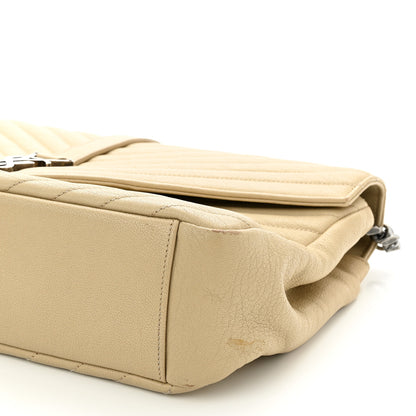 Saint Laurent Sheepskin Matelasse Chevron Monogram Large College Satchel Beige 11 of 18