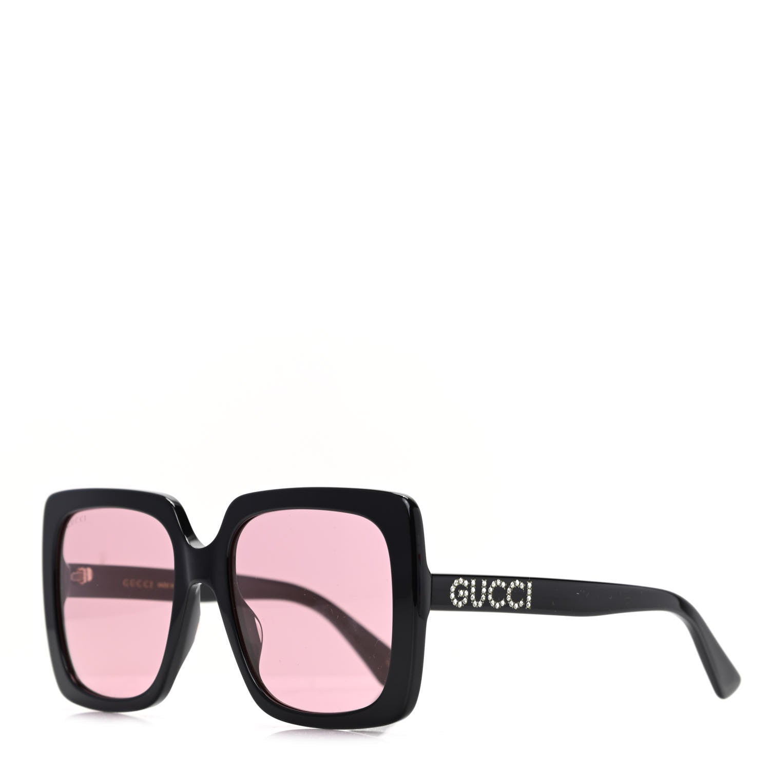 Gucci Crystal Square Frame GG Sunglasses GG0418S Black Pink 1 of 8