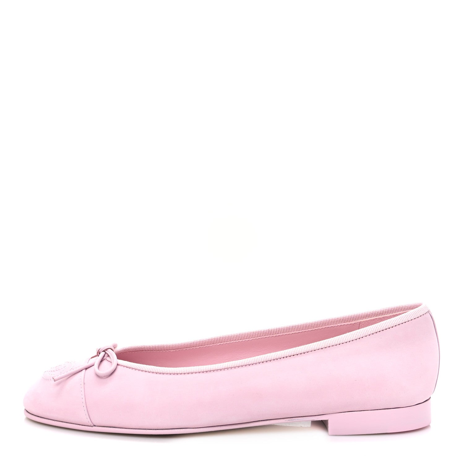 Chanel Suede Calfskin Cap Toe CC Ballerina Flats 38 Light Pink 1 of 9
