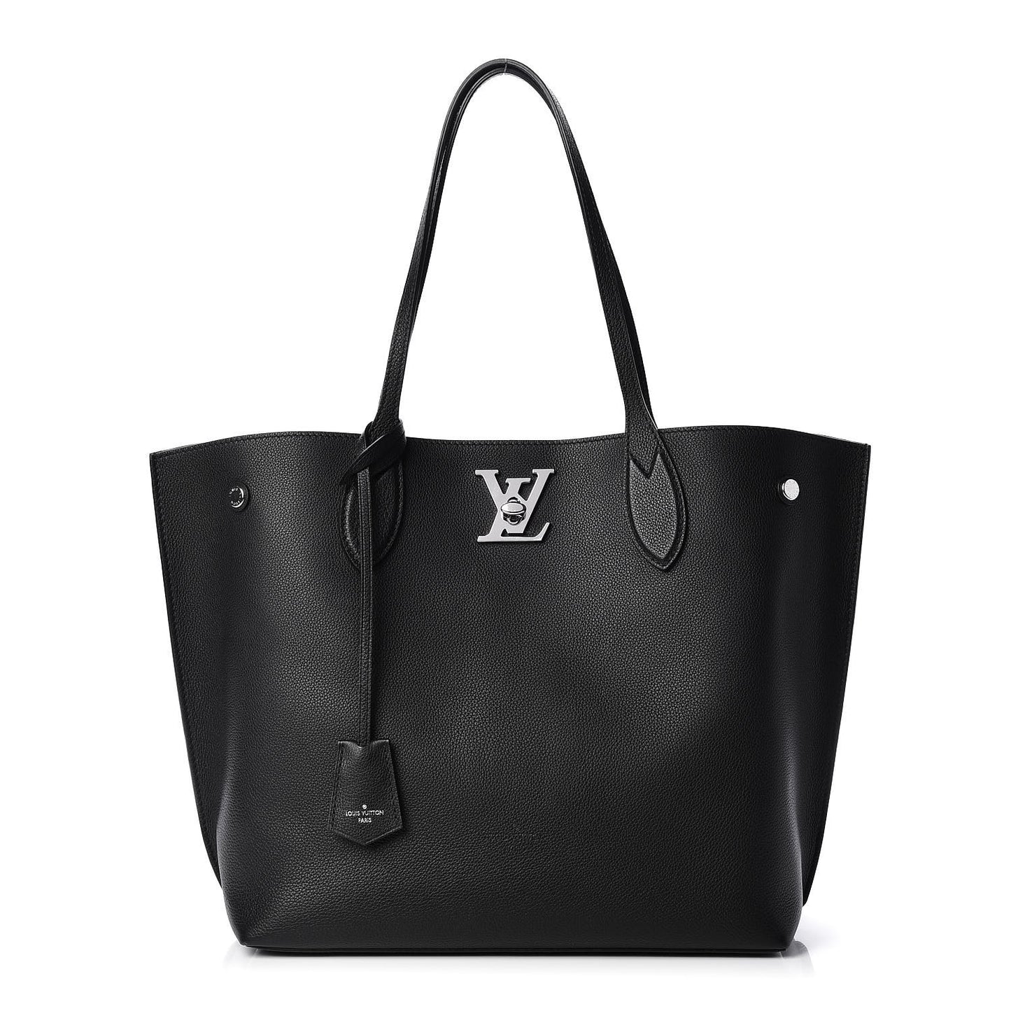 Calfskin Lockme Go Tote Black