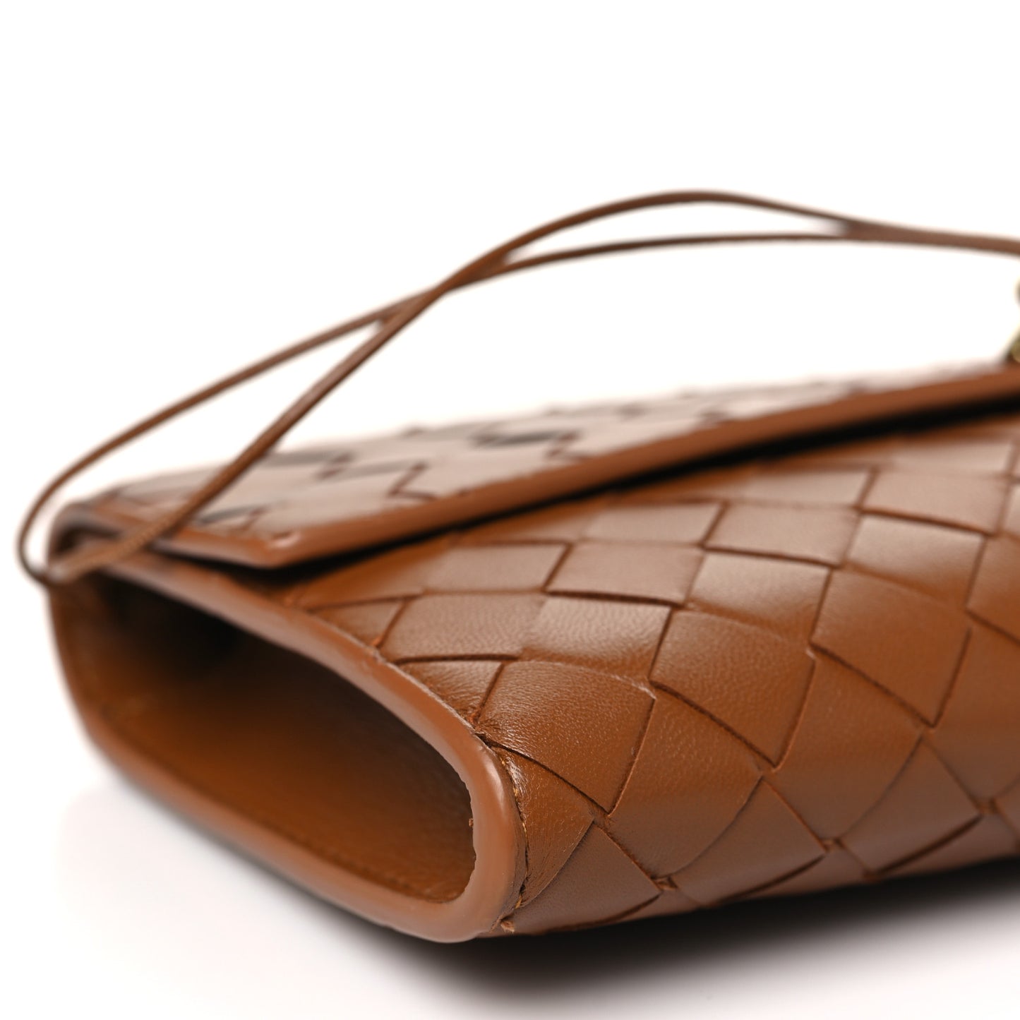 Nappa Intrecciato Long Andiamo Top Handle Clutch Cognac