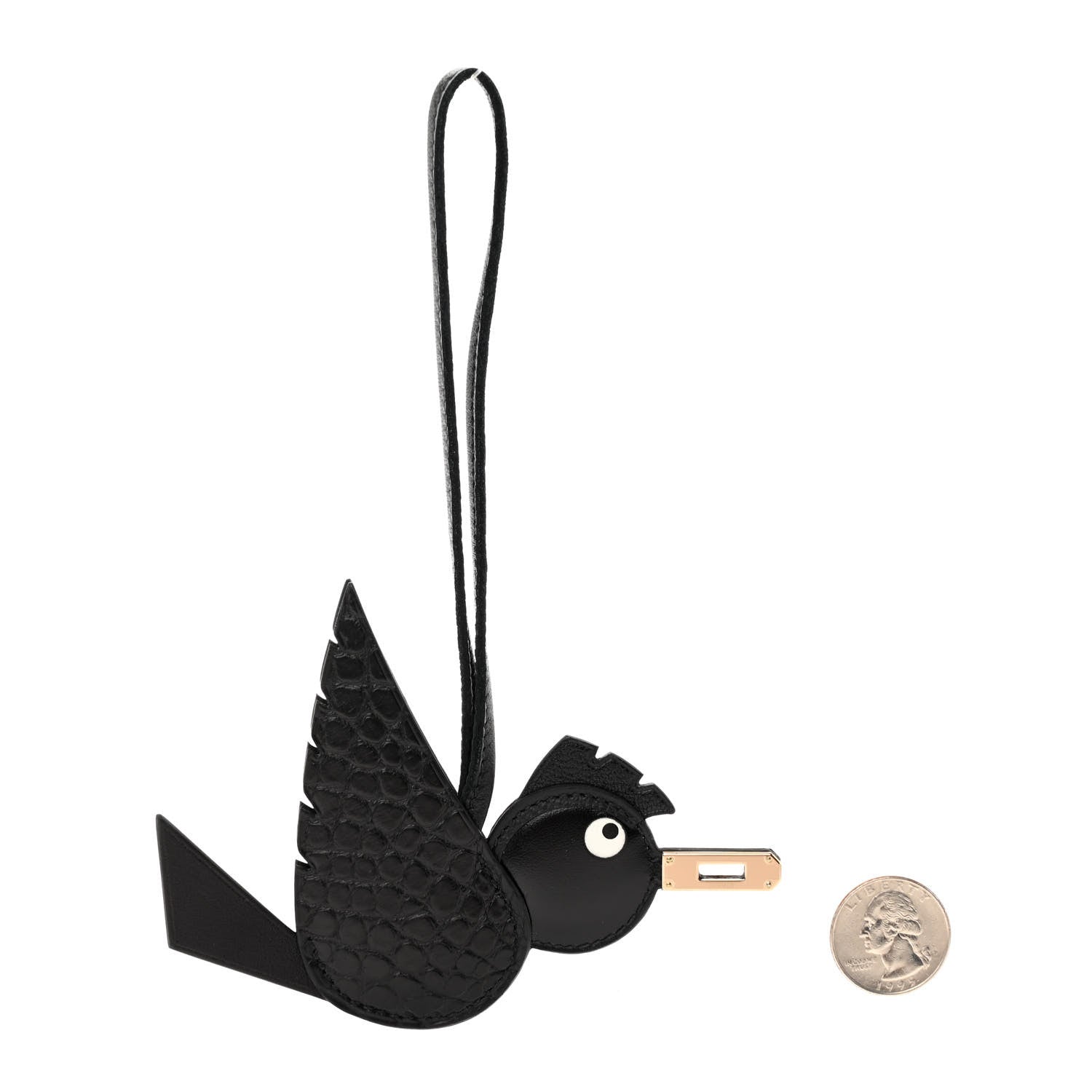 Hermes Swift Alligator Birdy Bag Charm Black 2 of 5