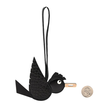 Hermes Swift Alligator Birdy Bag Charm Black 2 of 5