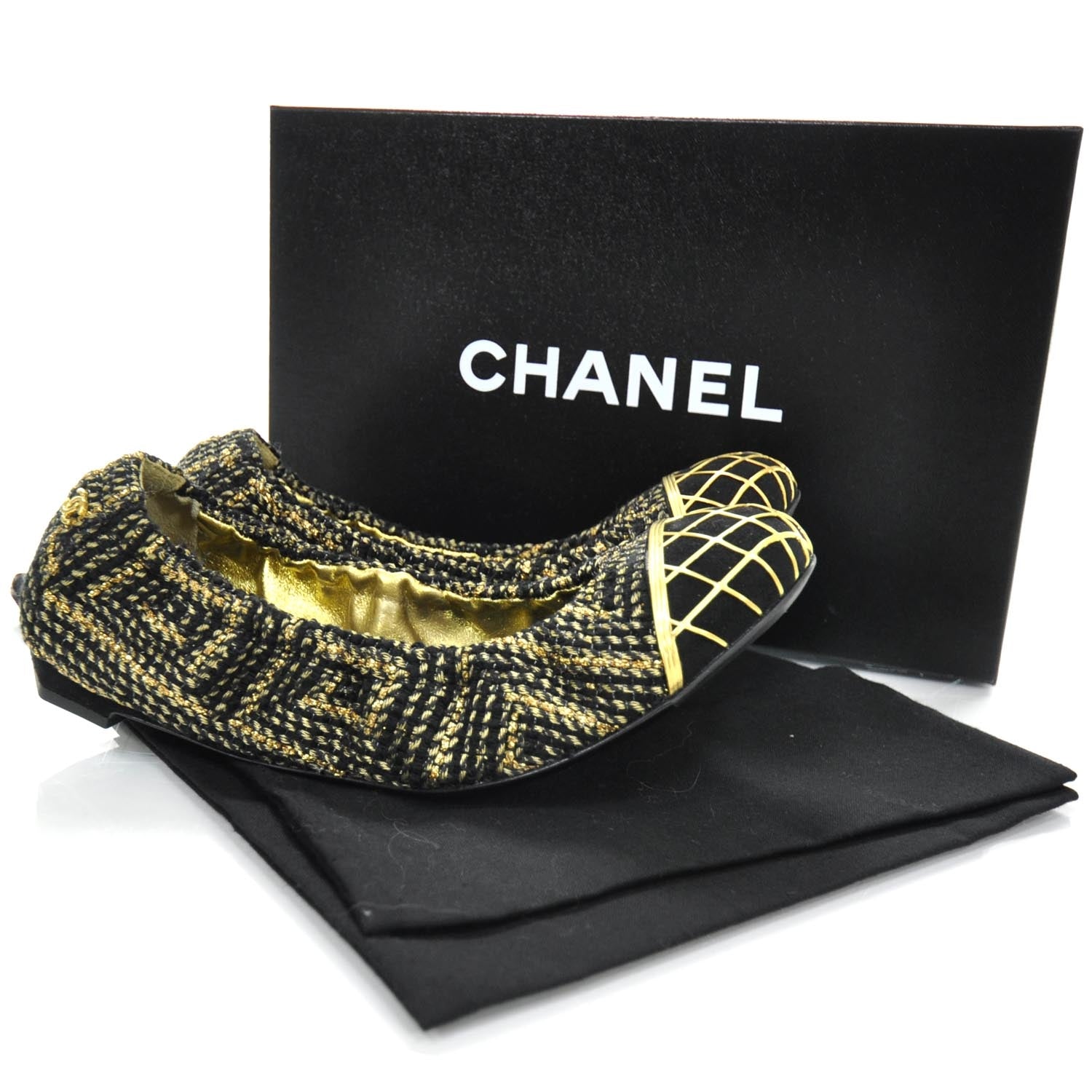 Chanel Tweed Caged Ballet Flats 37.5 4 of 8