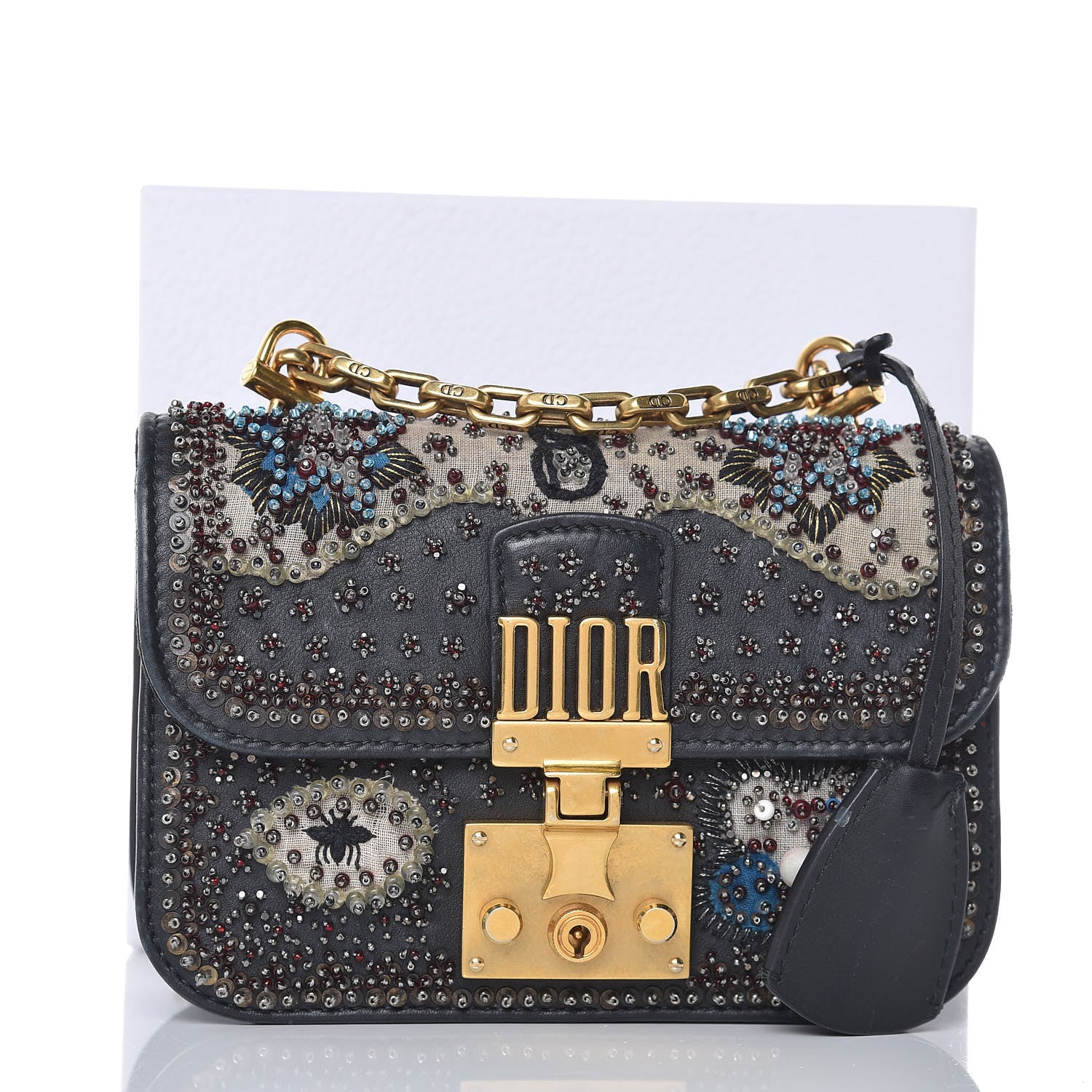 Christian Dior Calfskin Beaded Mini Dioraddict Flap Bag Black 13 of 13