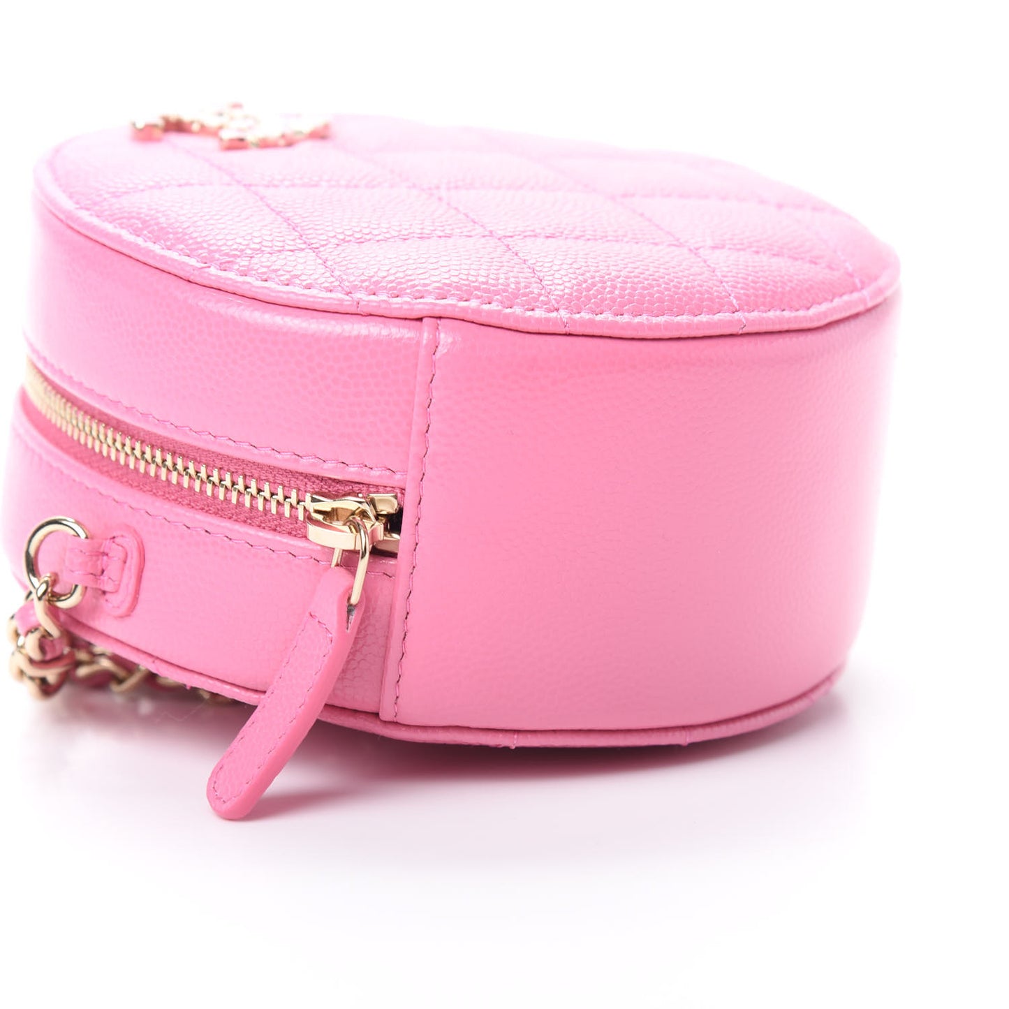 Caviar Quilted Gripoix CC Round Clutch With Chain Pink