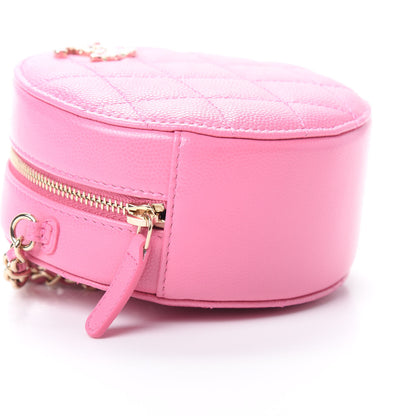 Chanel Caviar Quilted Gripoix CC Round Clutch With Chain Pink 9 of 11