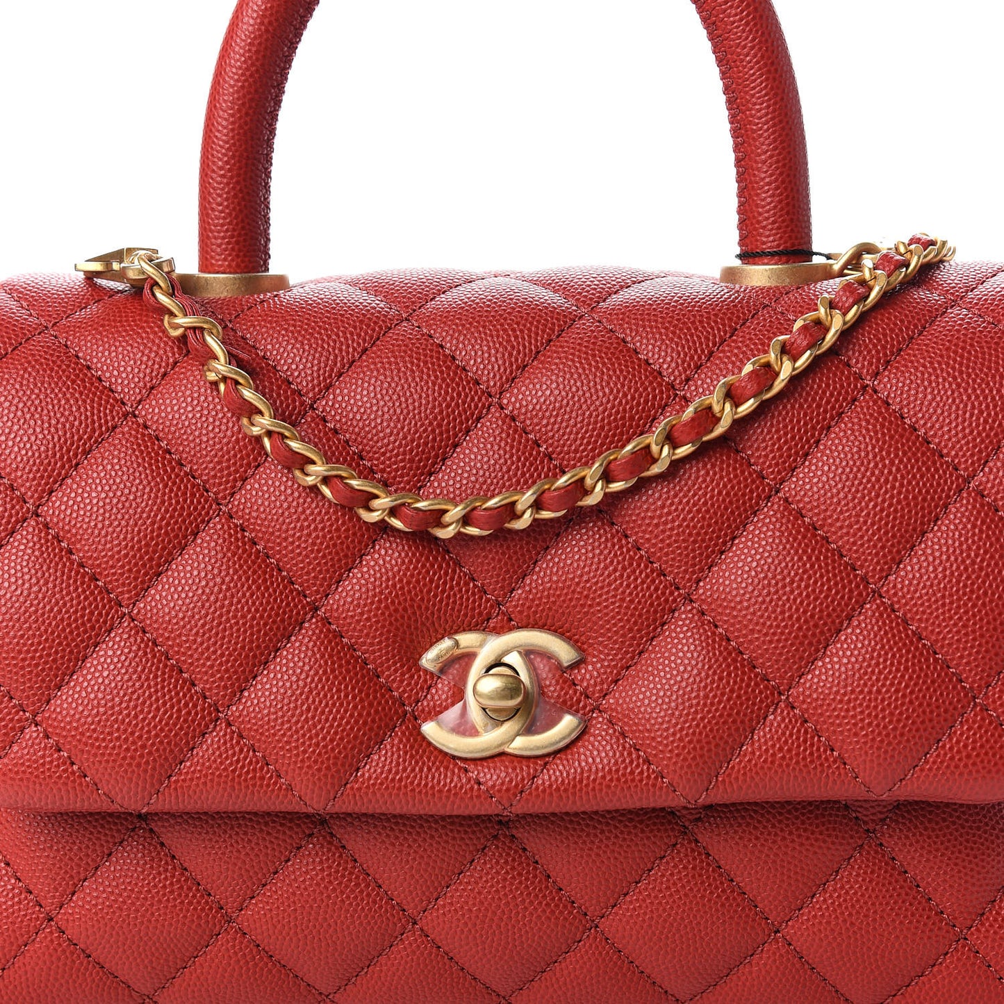 Caviar Quilted Mini Coco Handle Flap Dark Red