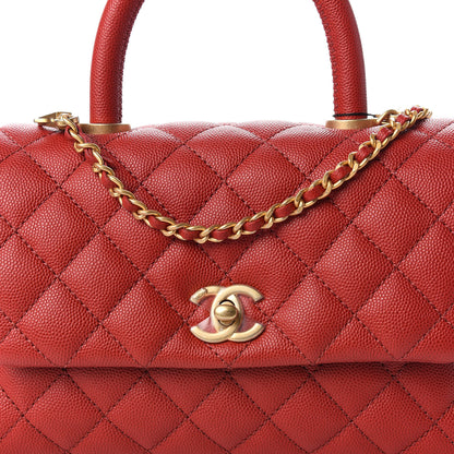 Chanel Caviar Quilted Mini Coco Handle Flap Dark Red 9 of 10