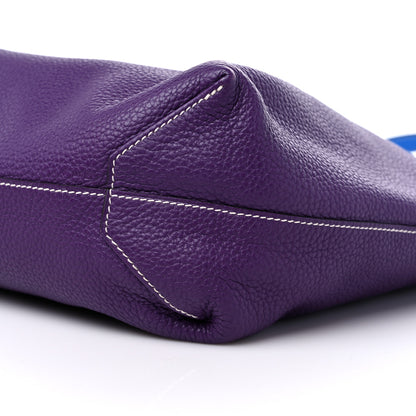Hermes Taurillon Clemence Double Sens 45 Reversible Tote Bleu Zanzibar Ultraviolet 6 of 15