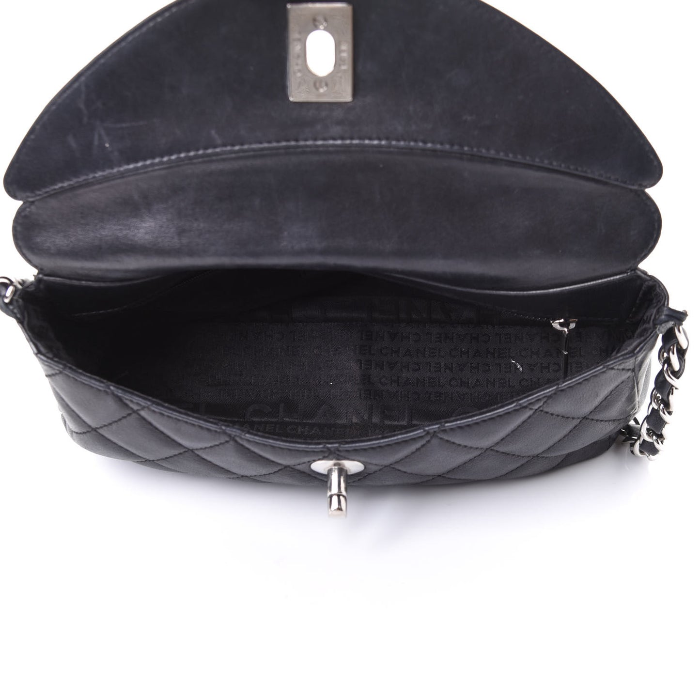 Lambskin Quilted CC Turnlock Flap Shoulder Bag Black
