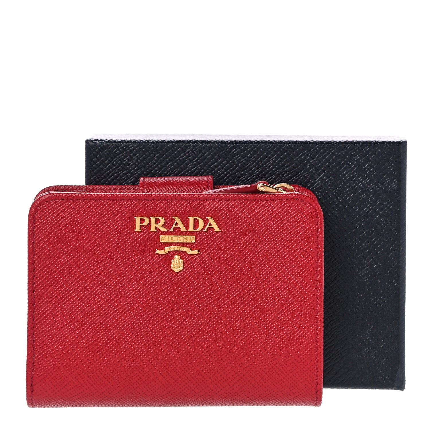 Prada Saffiano Metal Compact Wallet Fuoco 11 of 11