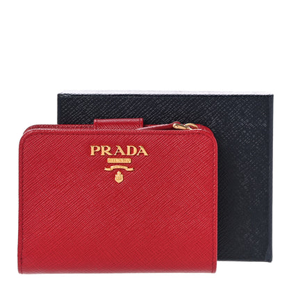 Prada Saffiano Metal Compact Wallet Fuoco 11 of 11