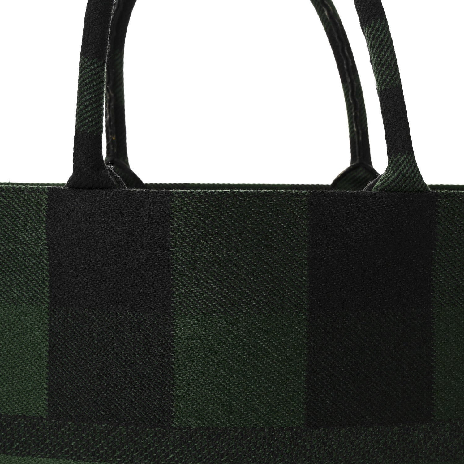 Christian Dior Canvas Embroidered Checkered Book Tote Black Green 8 of 10