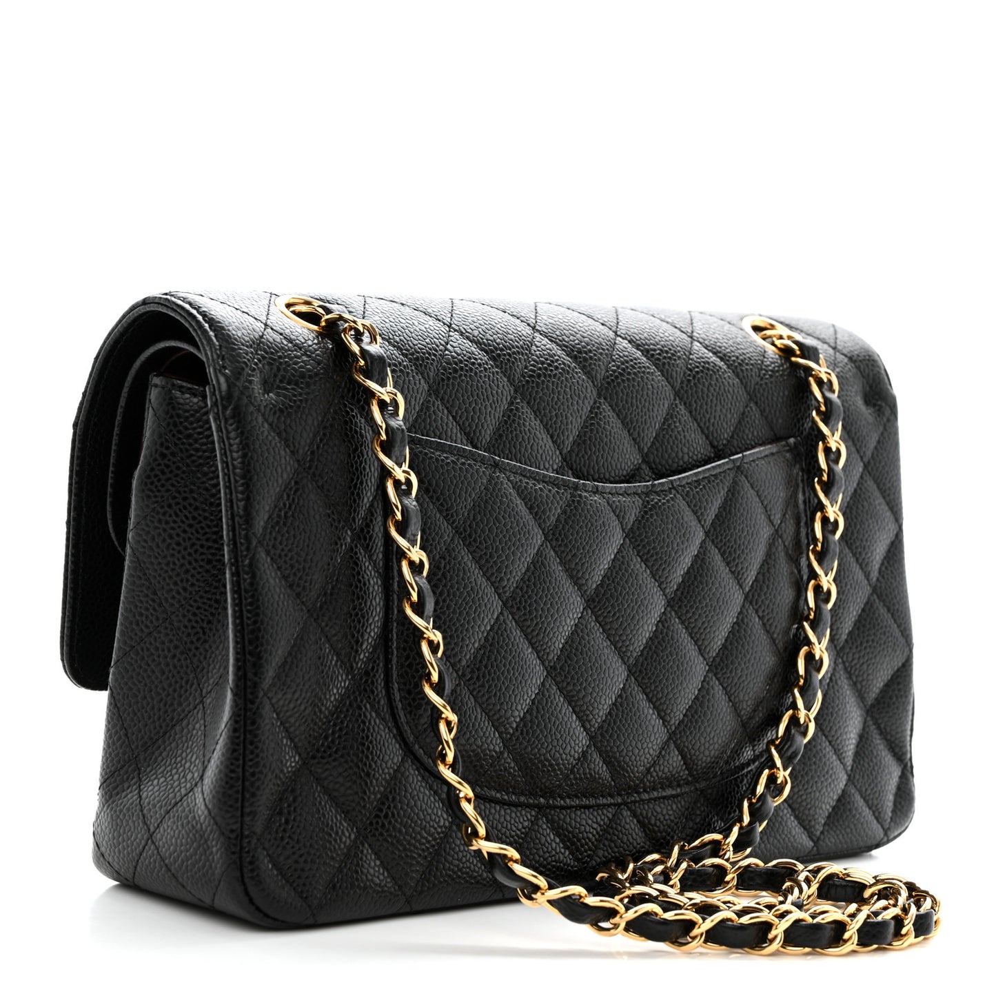 Caviar Quilted Medium Double Flap Black