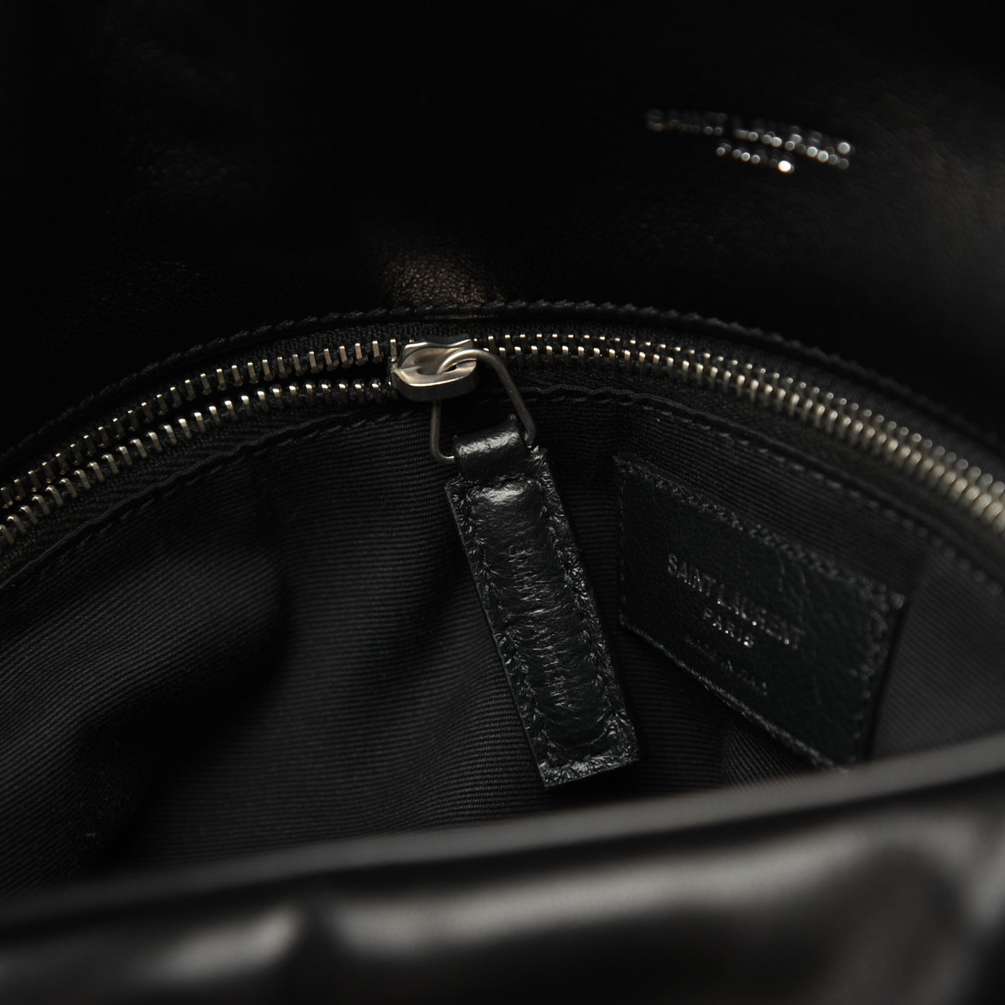 Lambskin Quilted Medium Loulou Puffer Monogram Chain Satchel Black