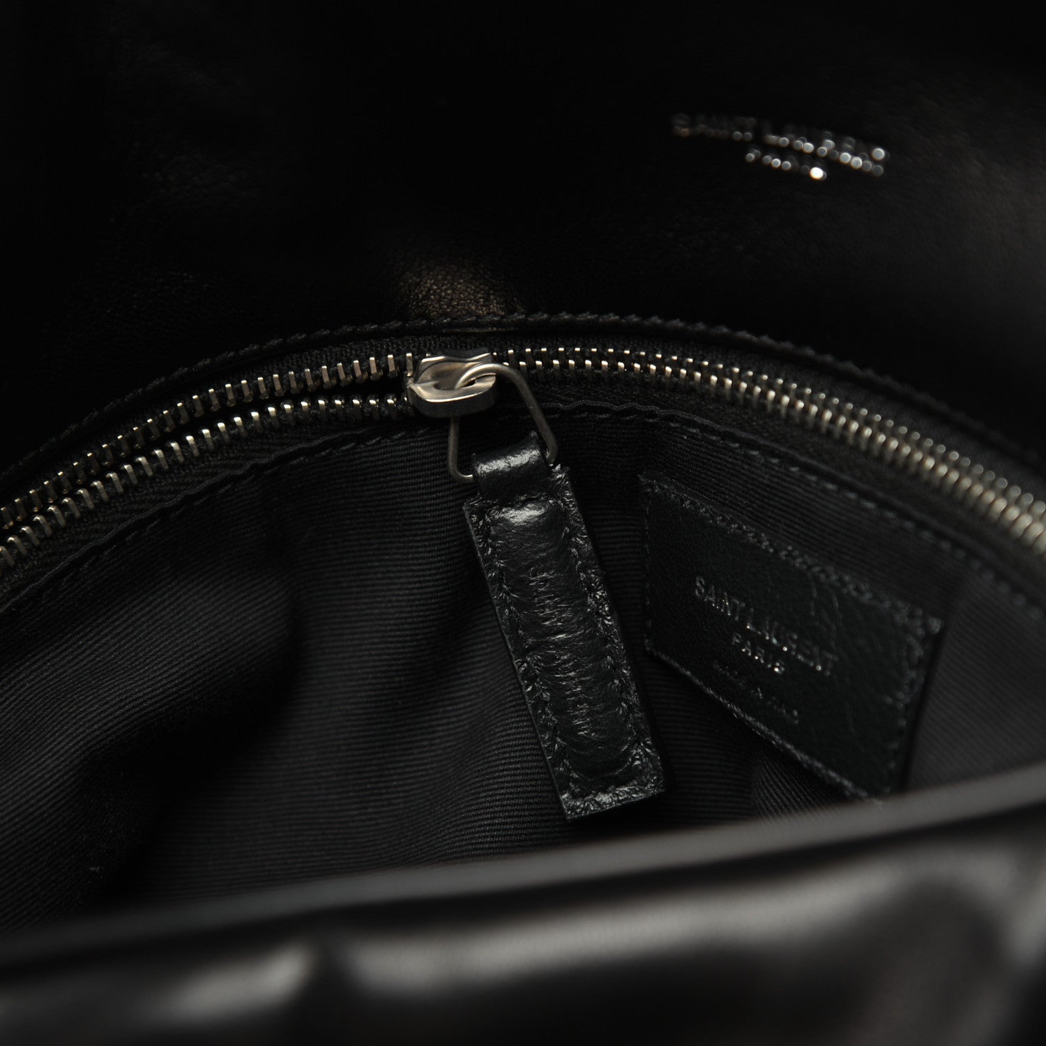 Saint Laurent Lambskin Quilted Medium Loulou Puffer Monogram Chain Satchel Black 11 of 23