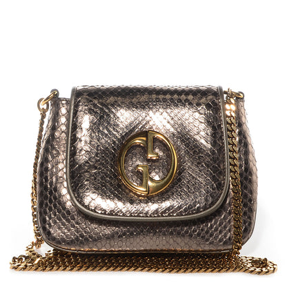 Gucci Python Small 1973 Chain Shoulder Bag Gunmetal 1 of 7