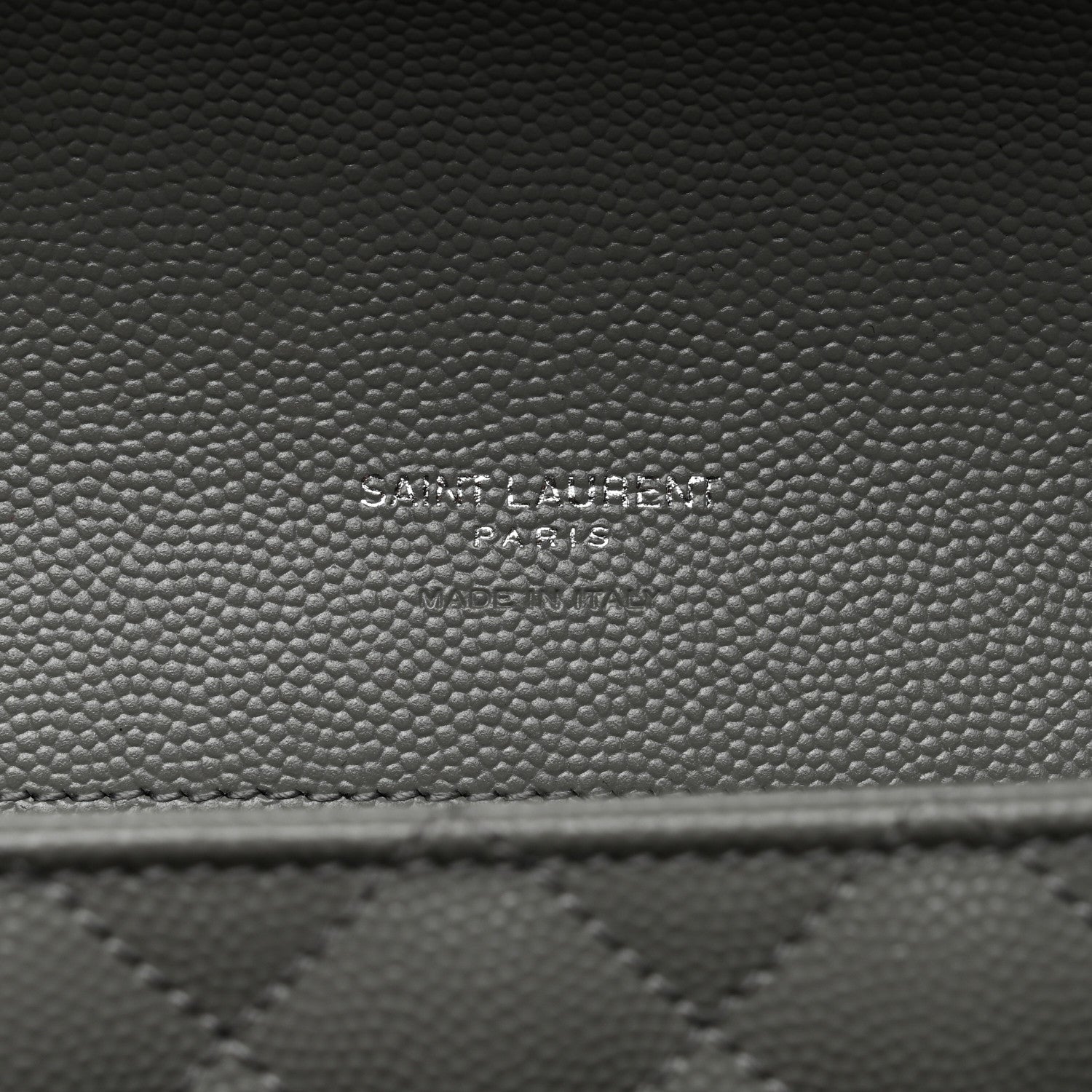 Saint Laurent Grain De Poudre Textured Mixed Matelasse Triquilt Monogram Clutch Storm 6 of 8