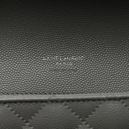 Saint Laurent Grain De Poudre Textured Mixed Matelasse Triquilt Monogram Clutch Storm 6 of 8
